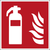 Signalisation ISO - Extincteur d'incendie, Blanc sur rouge, Carré, F001, 500,00 mm (l) x 500,00 mm (H), 0